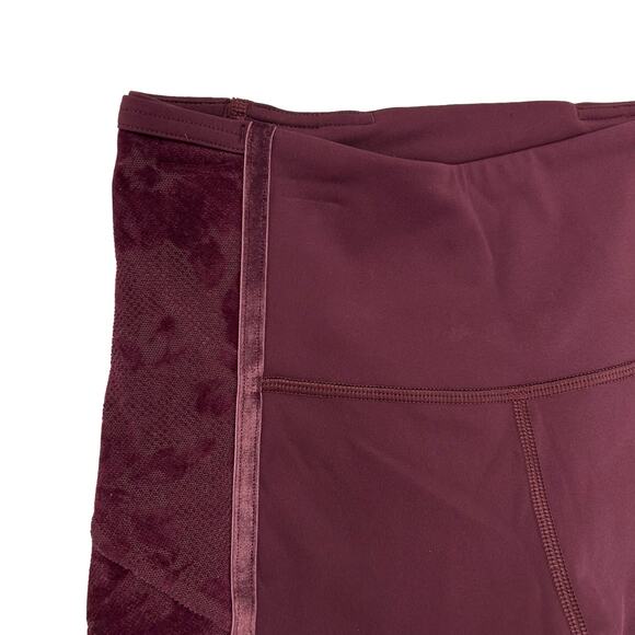 Lululemon Maroon Red Wunder Under Crop High-Rise Flocked Leggings 4 - Picture 3 of 7